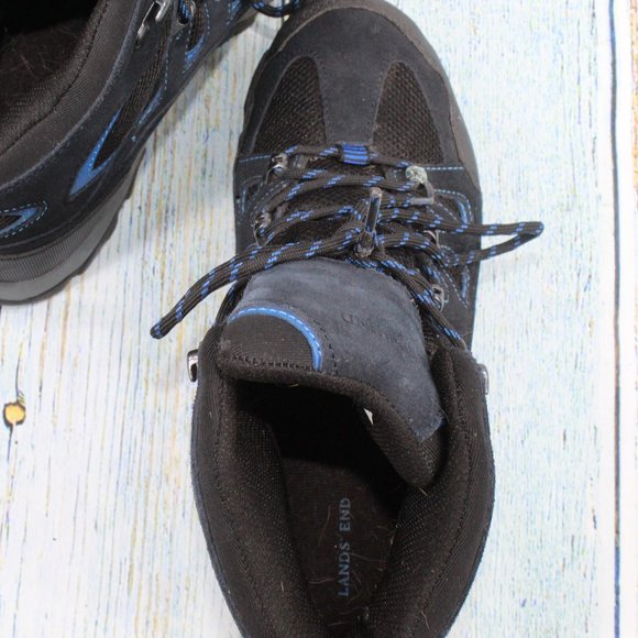 Lands End Alpine Trekker Blue Black Suede Hiking Lace-Up Boots Size 9 D - Picture 6 of 9